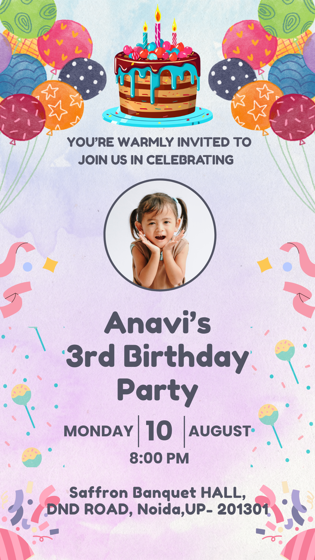 3rd Birthday Invitation Templates | Customize & Download Online