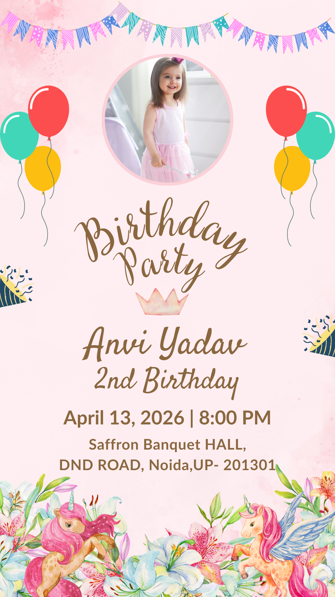 Birthday Invitation Card Online – Cute Kids Party Template