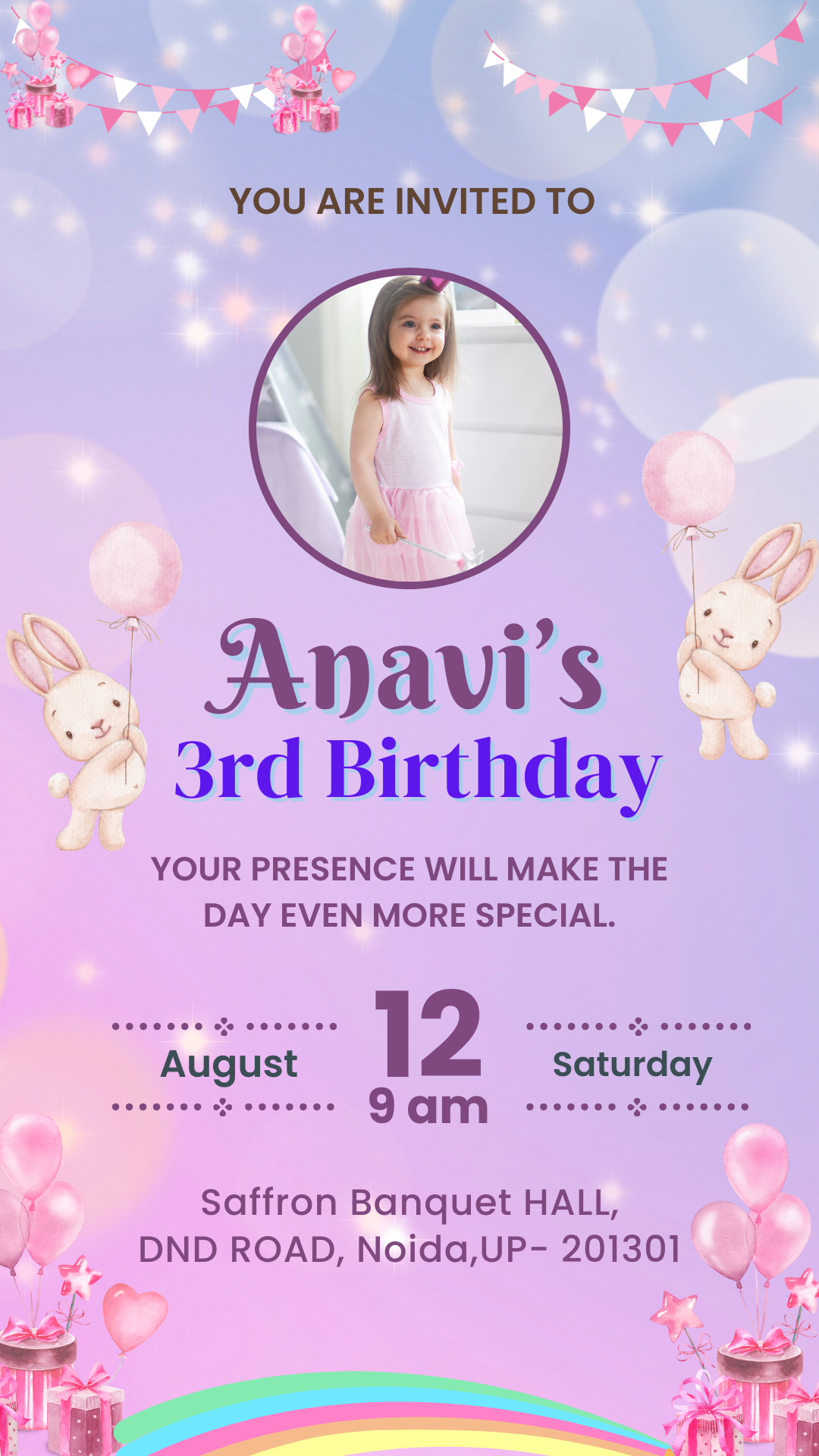 Personalized Kids Birthday Invitation with photo