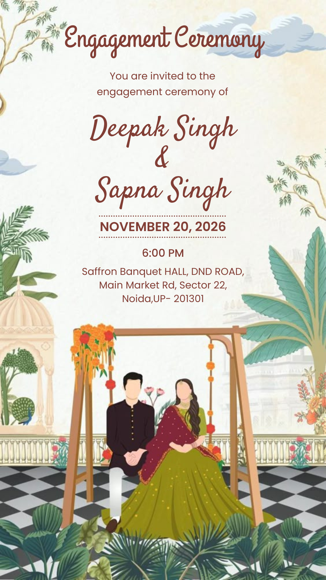 Engagement Invitation Card with Name & Photo