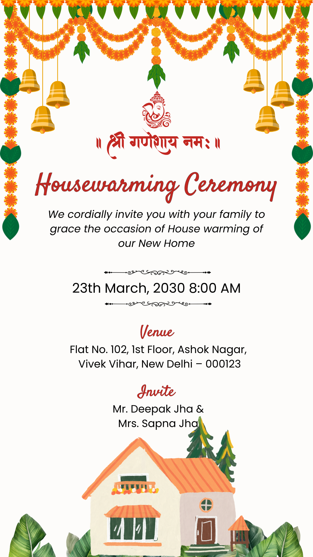 Elegant Griha Pravesh / Housewarming Invitation Card
