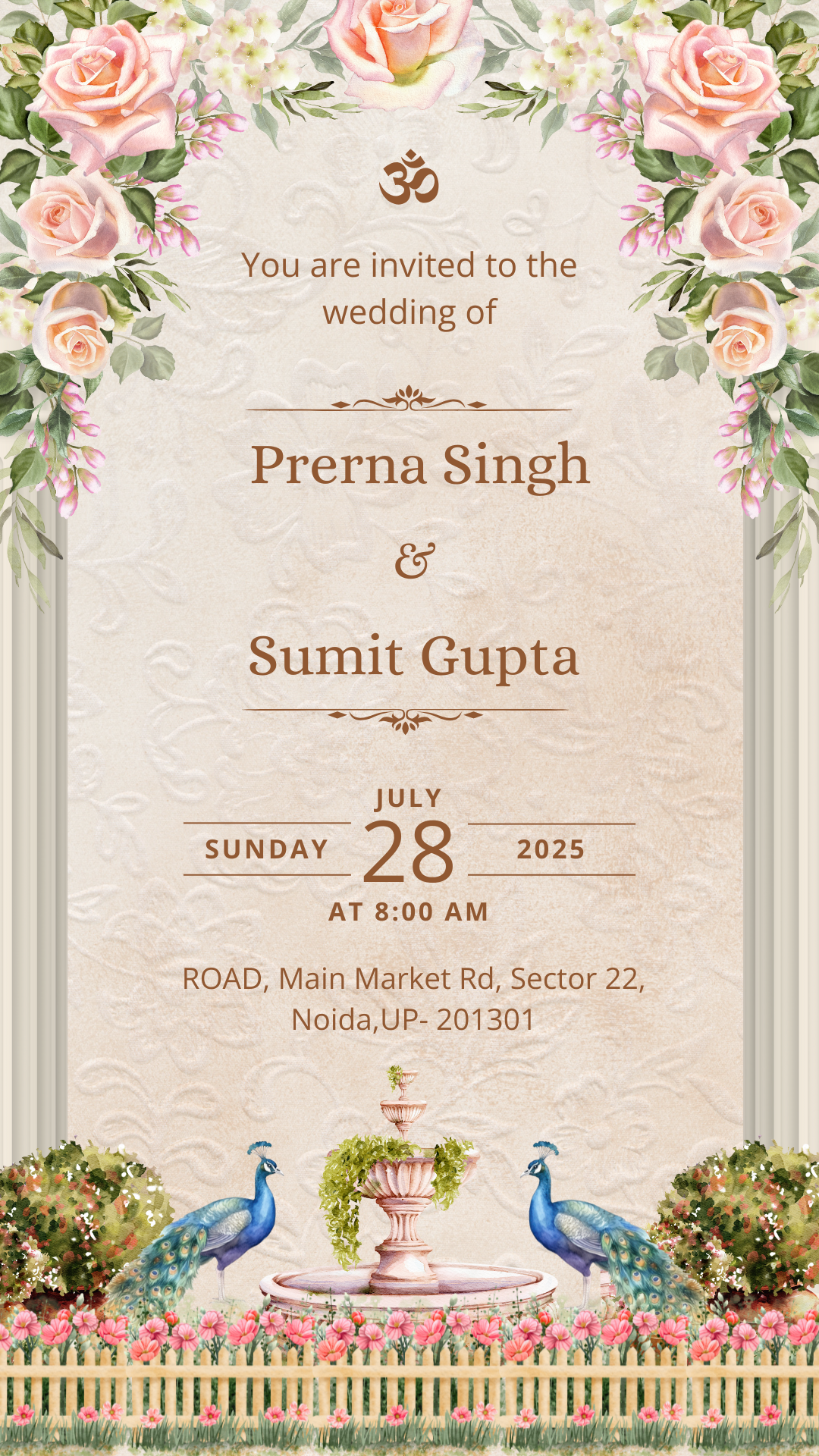 Stylish One Page Wedding Card — Digital E-Invite Download
