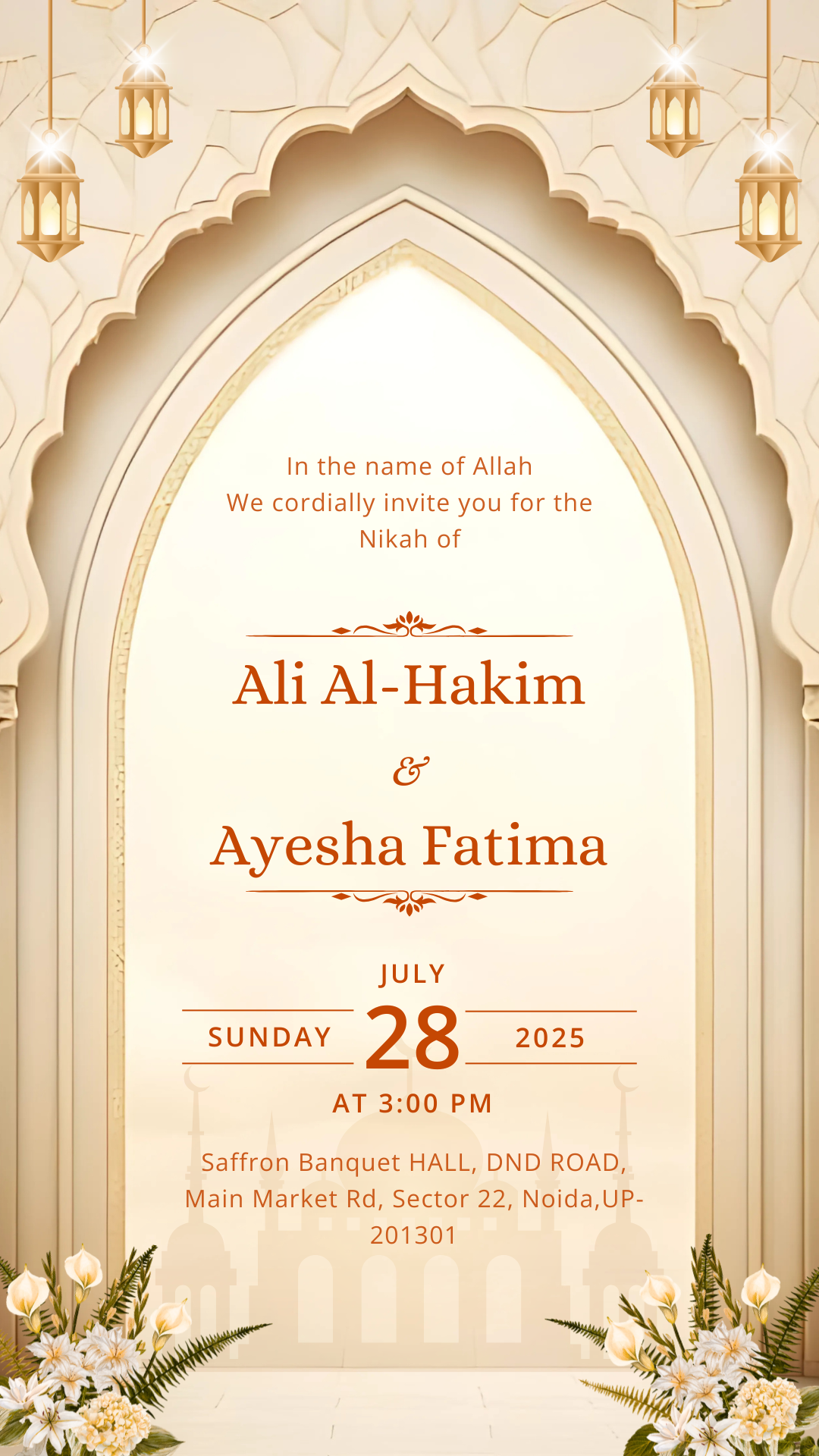 Designer One Page Wedding E-Card — Digital Instant Download