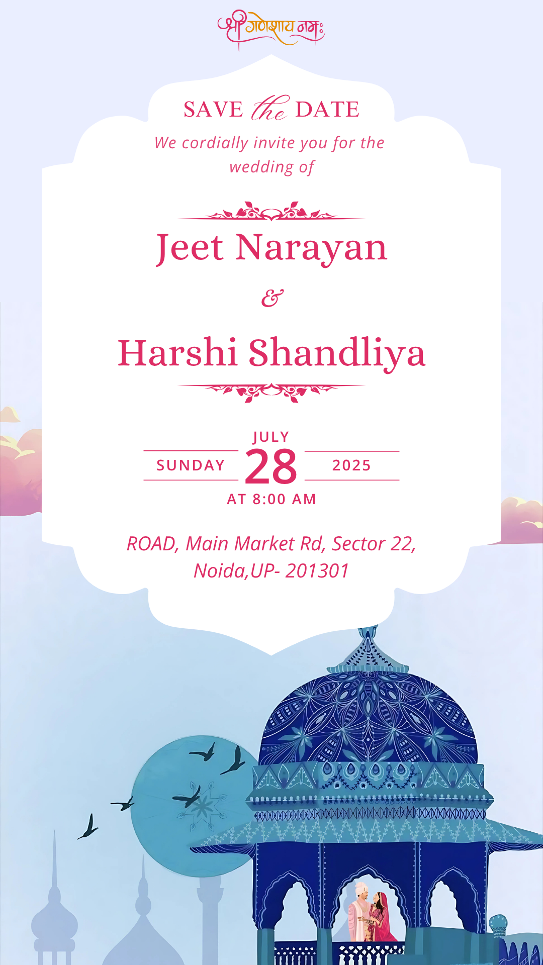 Luxury One Page Wedding Card — Editable Digital Download