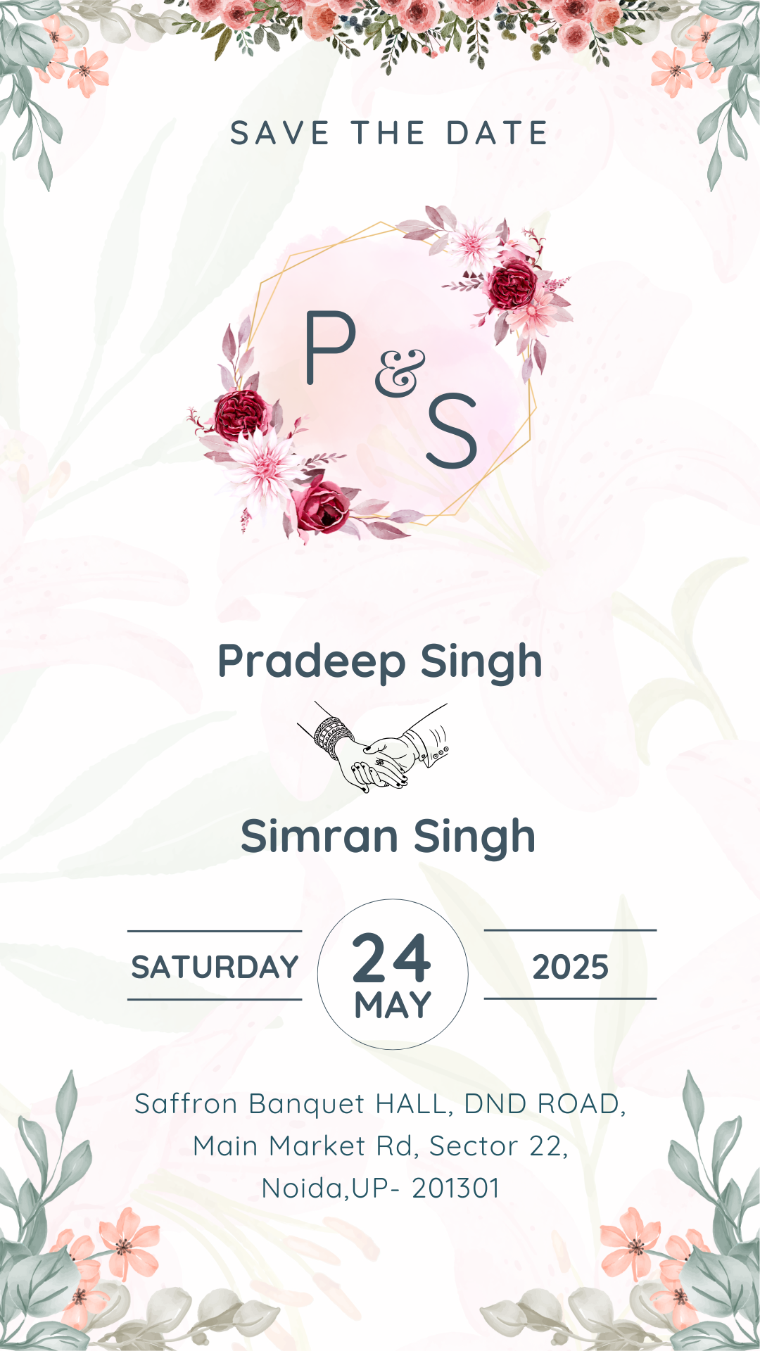 Designer One Page Wedding E-Card — Online Editable Template