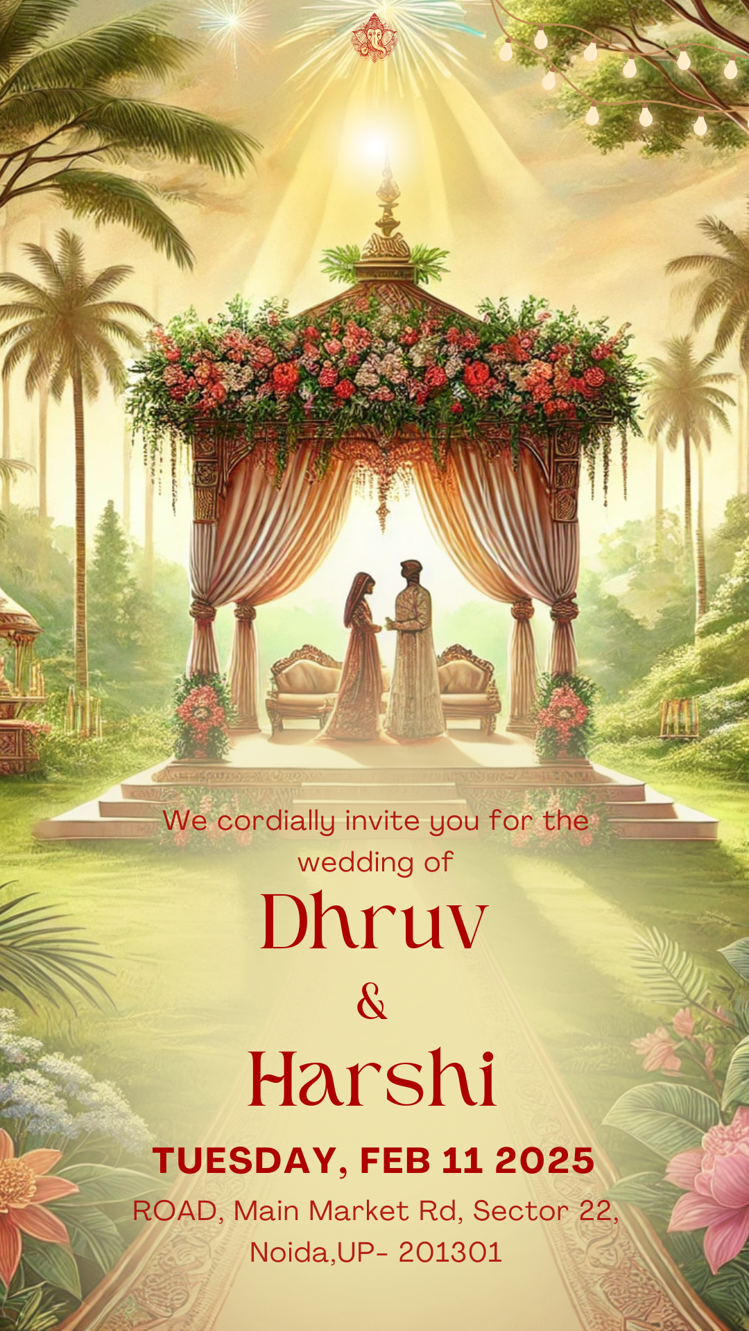 Tropical Garden Wedding Invitation — Digital Mandap E-Invite
