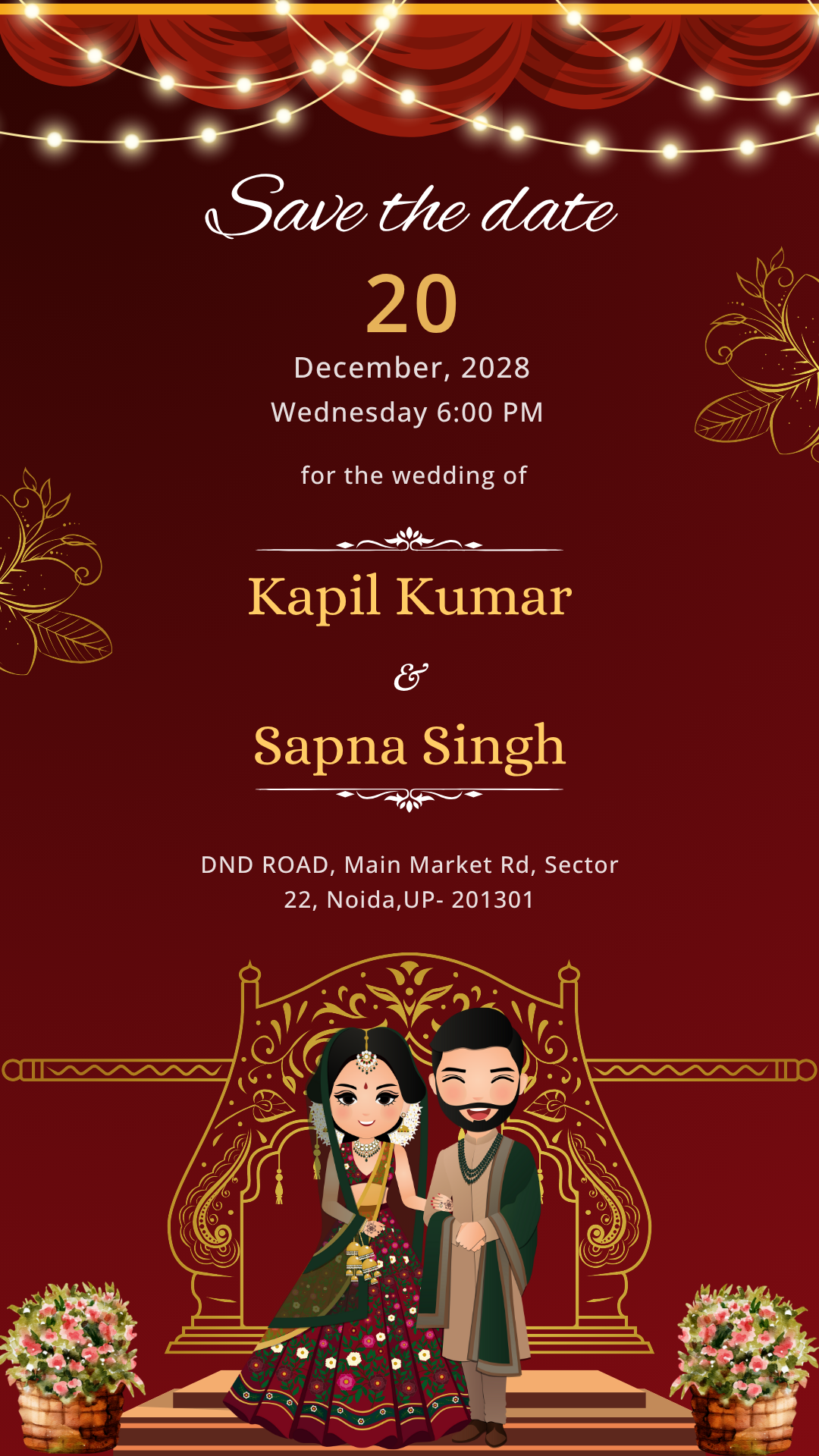 Digital Save the Date Wedding Card — Editable Online Template