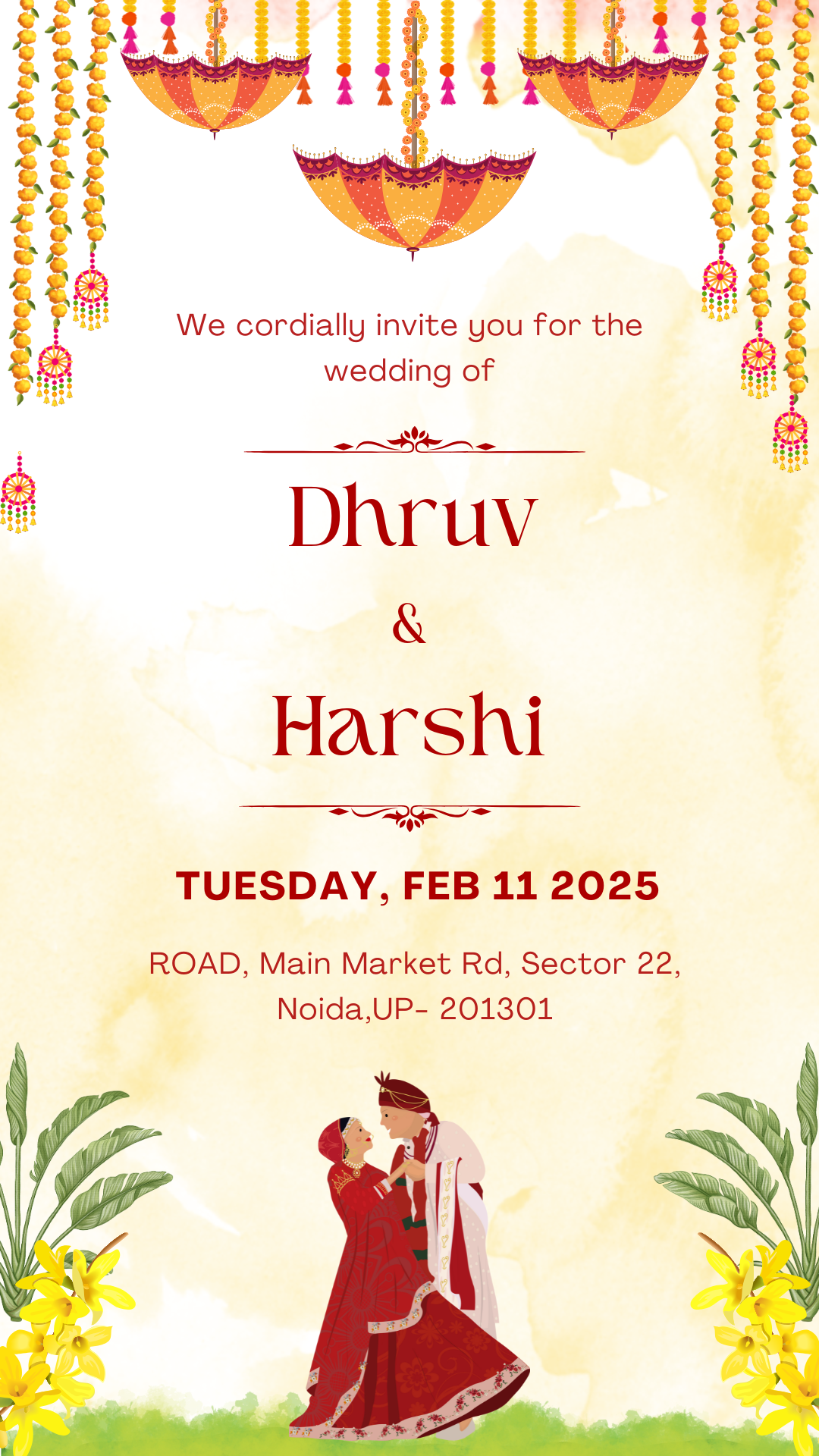 One Page Wedding Invitation E-Invite — Editable Online Template