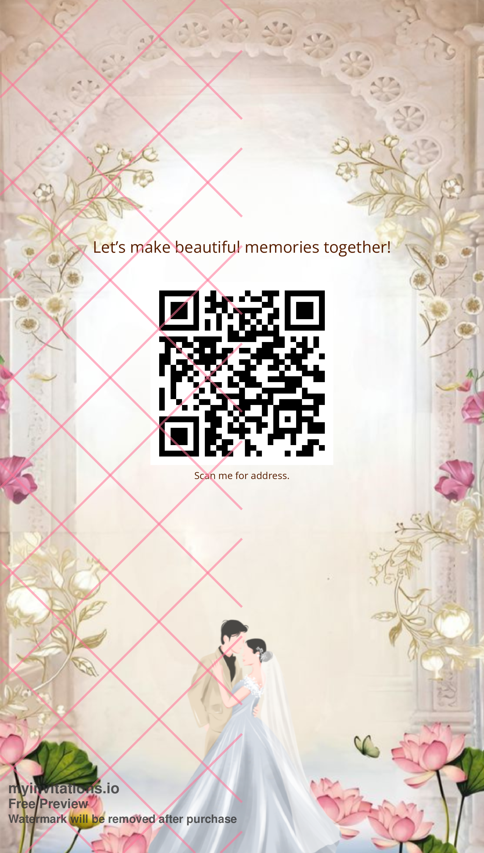Lotus Floral Wedding E-Invite