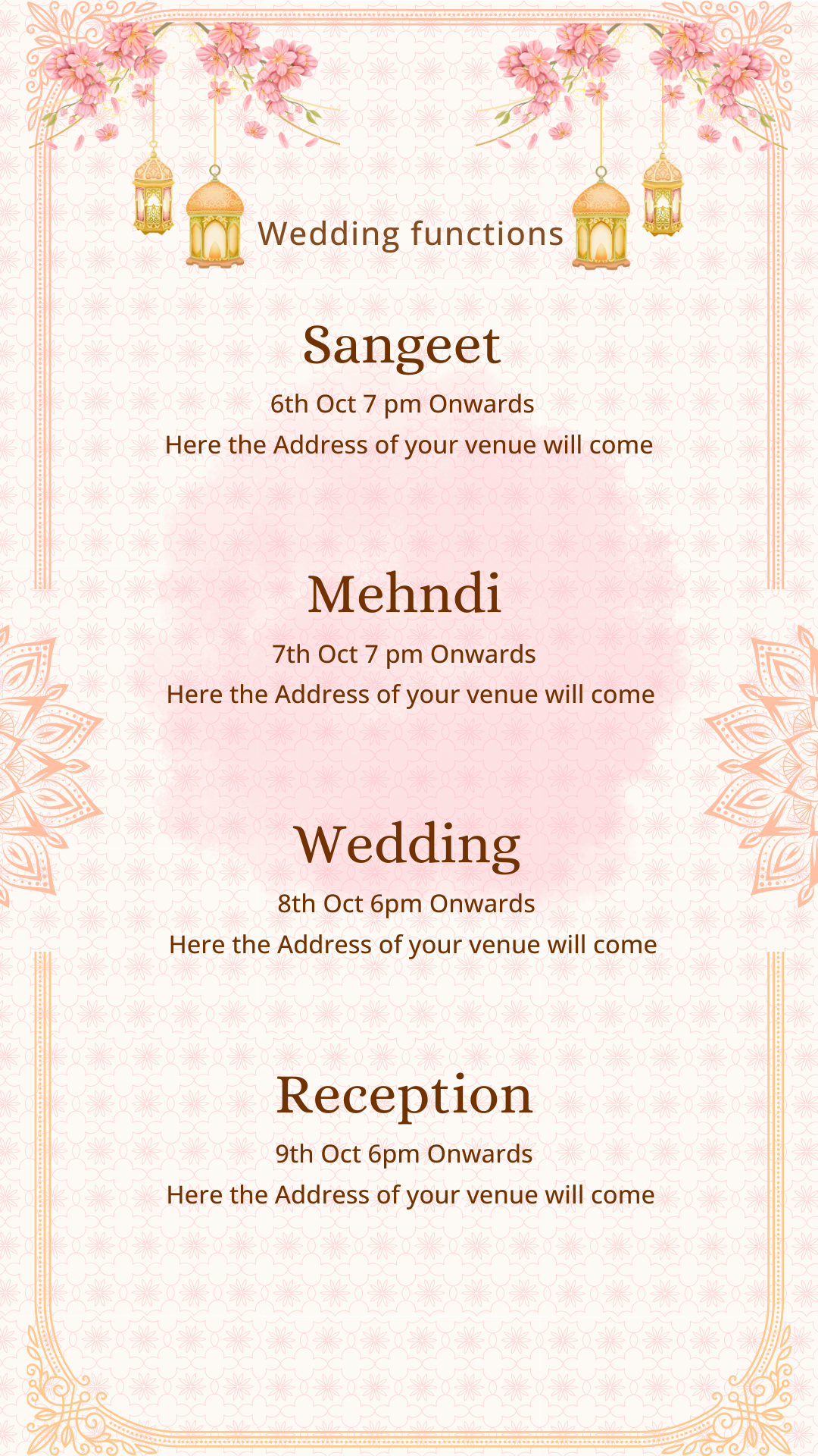Pink Wedding Invitation Card — Editable Digital Template