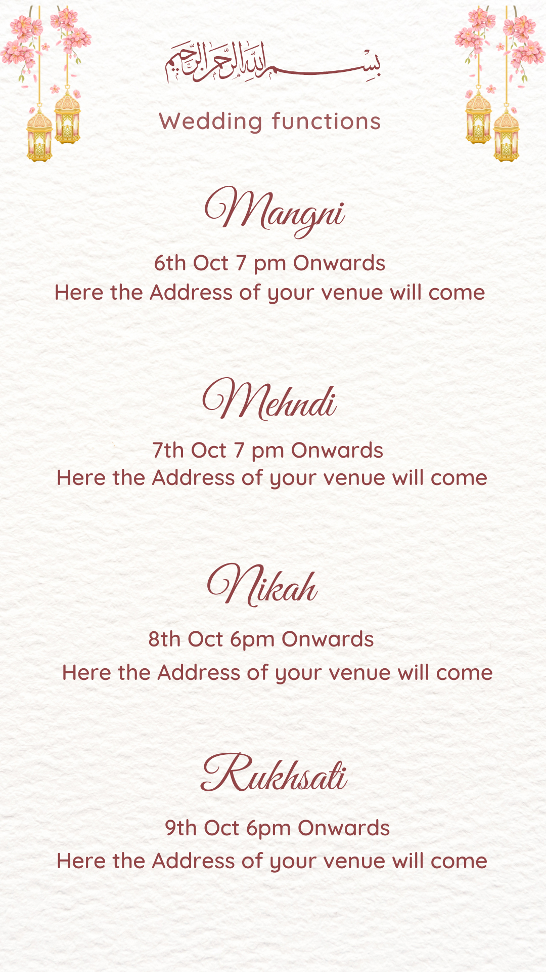 Formal Muslim Wedding Invitation — Digital E-Invite Template