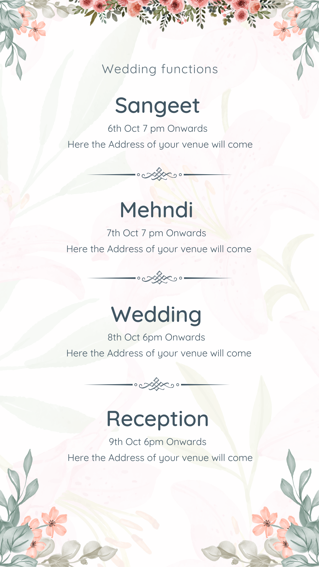 Light Pink Wedding Invitation Card — Digital Editable Download