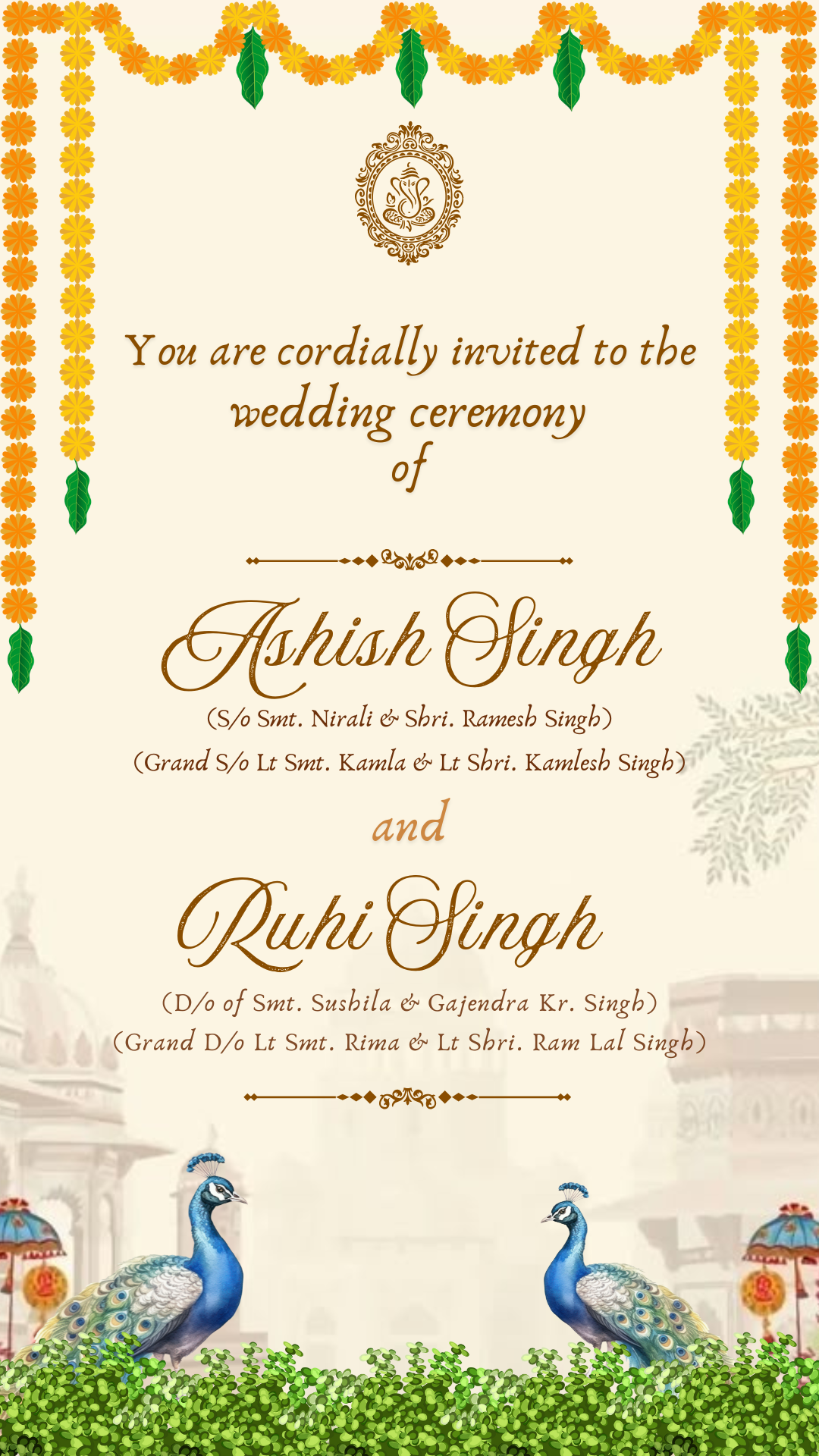 Royal Wedding Invitation Card — Editable Digital Template