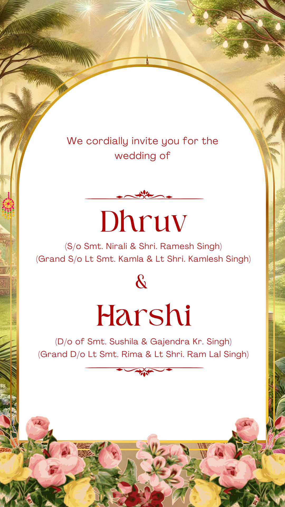 Light green Wedding Invitation — Instant Editable E-Card