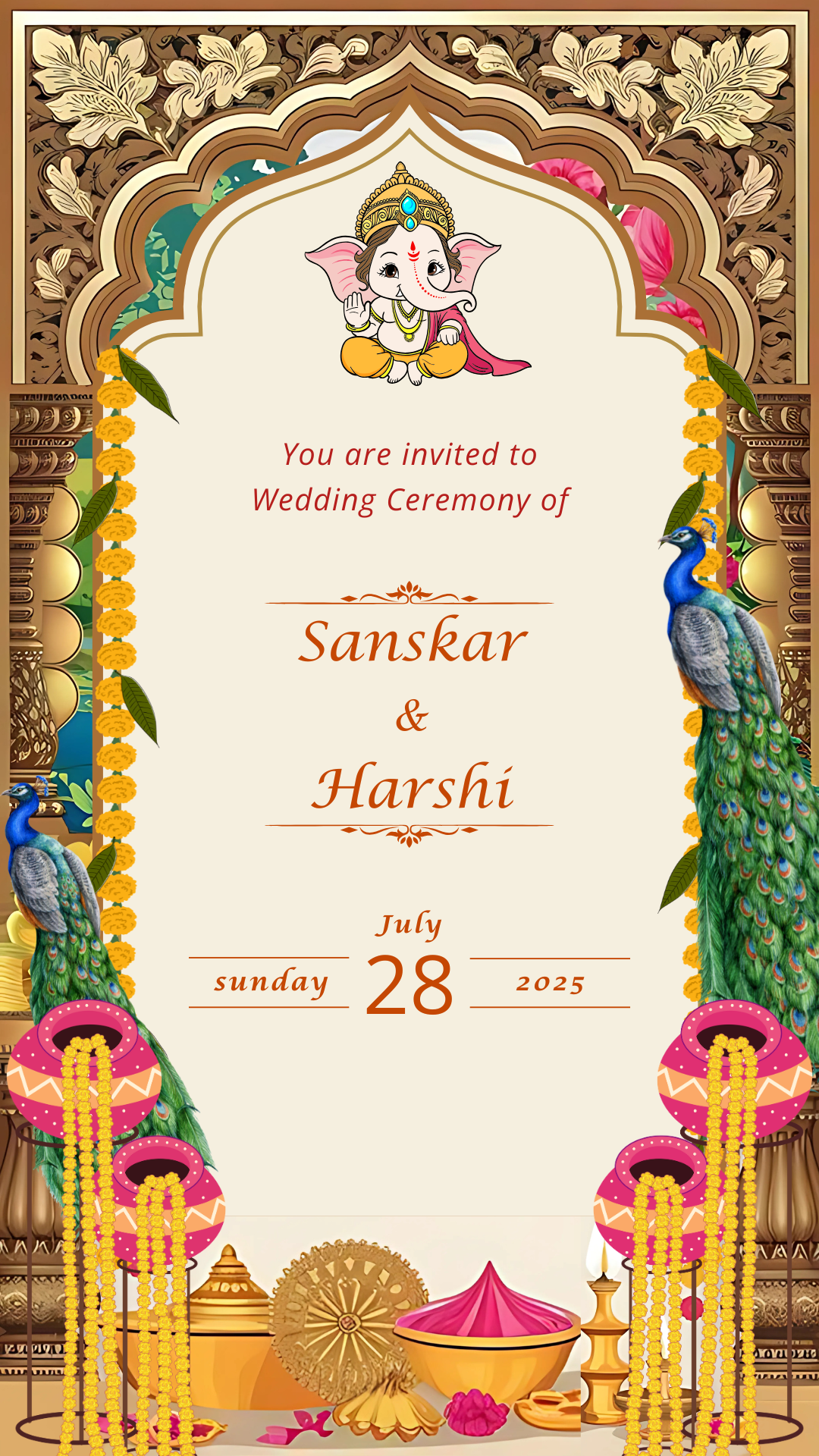 Royal Ganesha Wedding Invitation — Editable Digital E-Invite