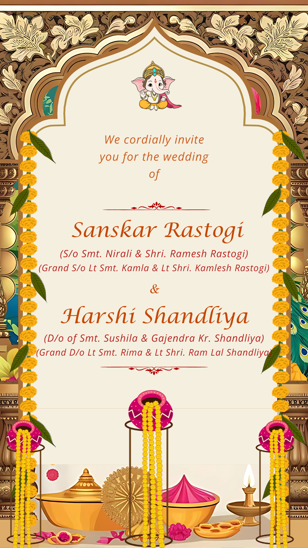 Royal Ganesha Wedding Invitation — Editable Digital E-Invite