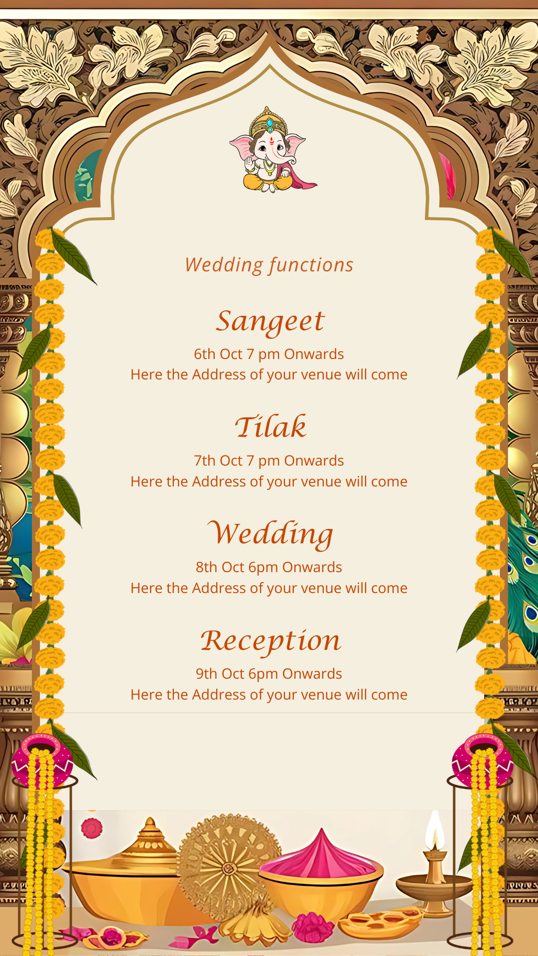 Royal Ganesha Wedding Invitation — Editable Digital E-Invite