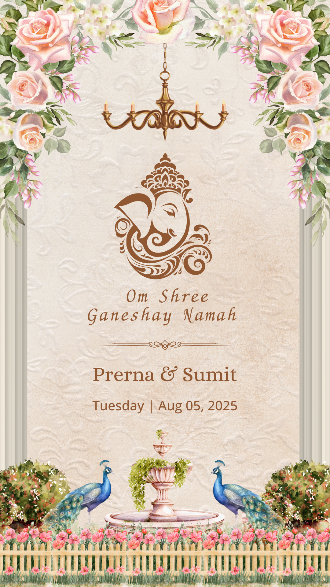 Cream Wedding Invitation Card — Digital Editable Template