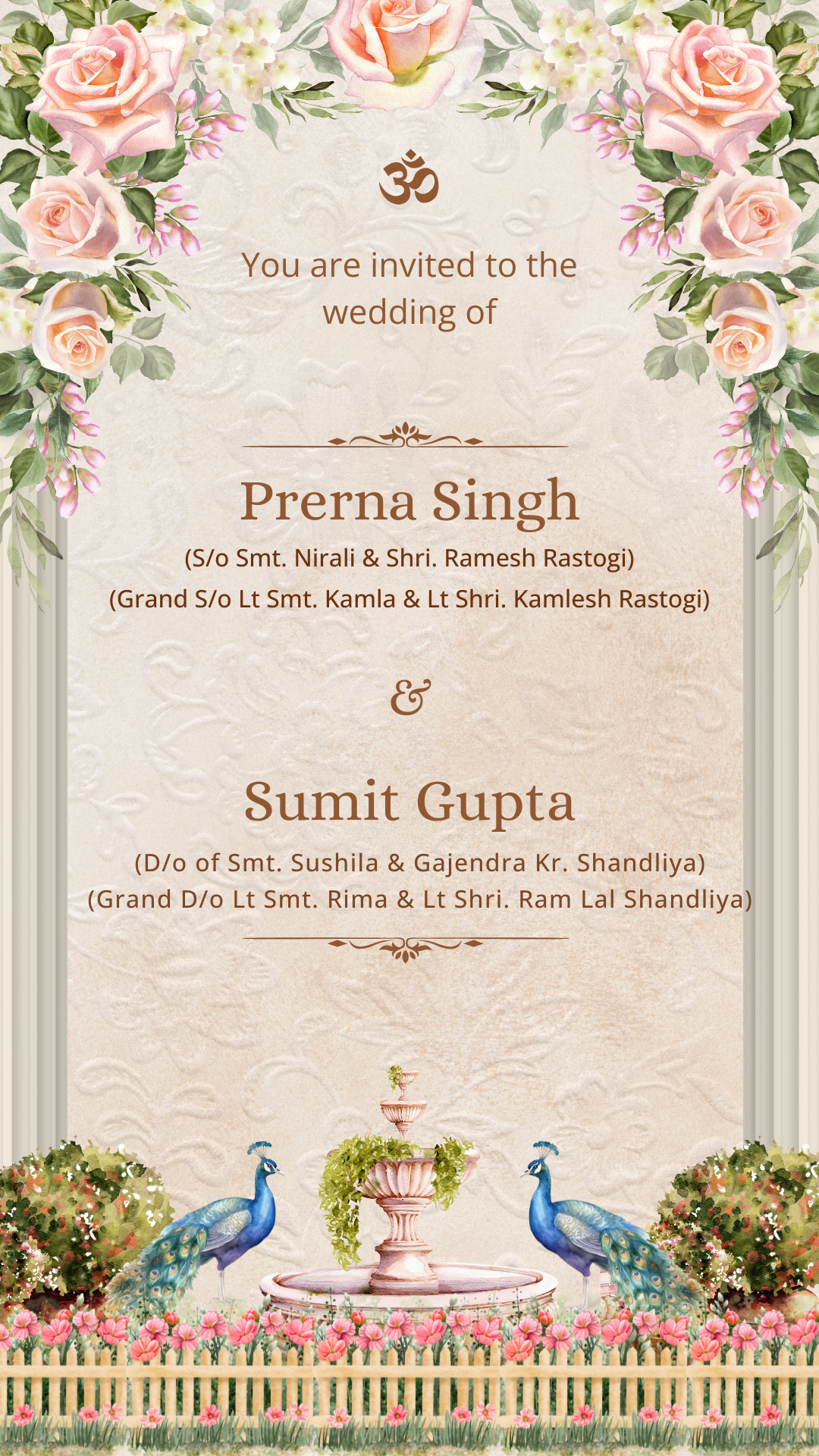 Cream Wedding Invitation Card — Digital Editable Template