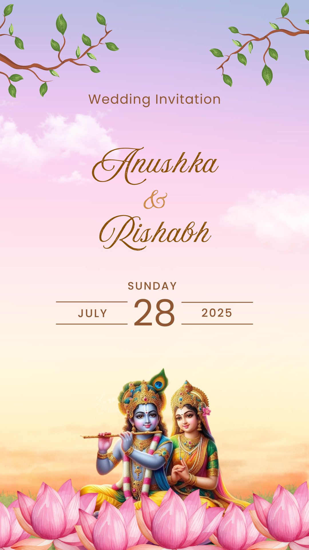 Radha Krishna Wedding Invitation E-Card — Free Digital Try