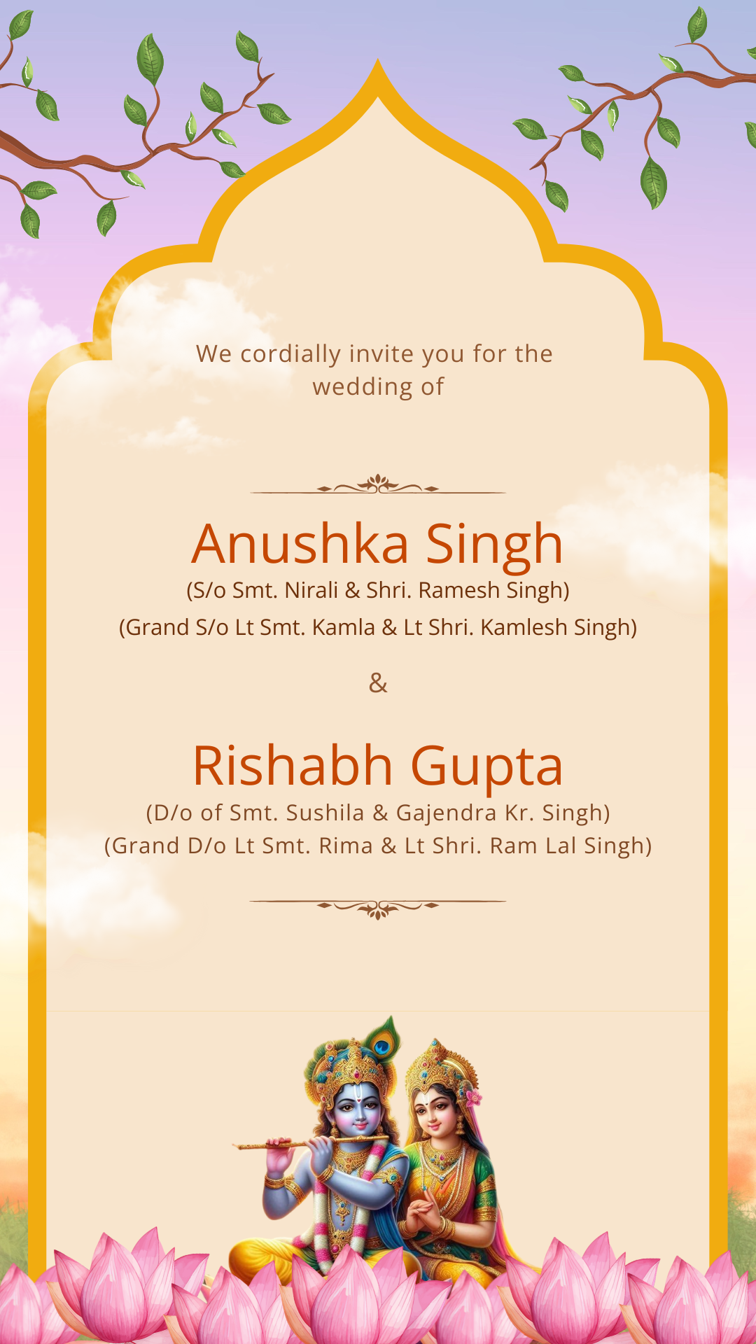 Radha Krishna Wedding Invitation E-Card — Free Digital Try