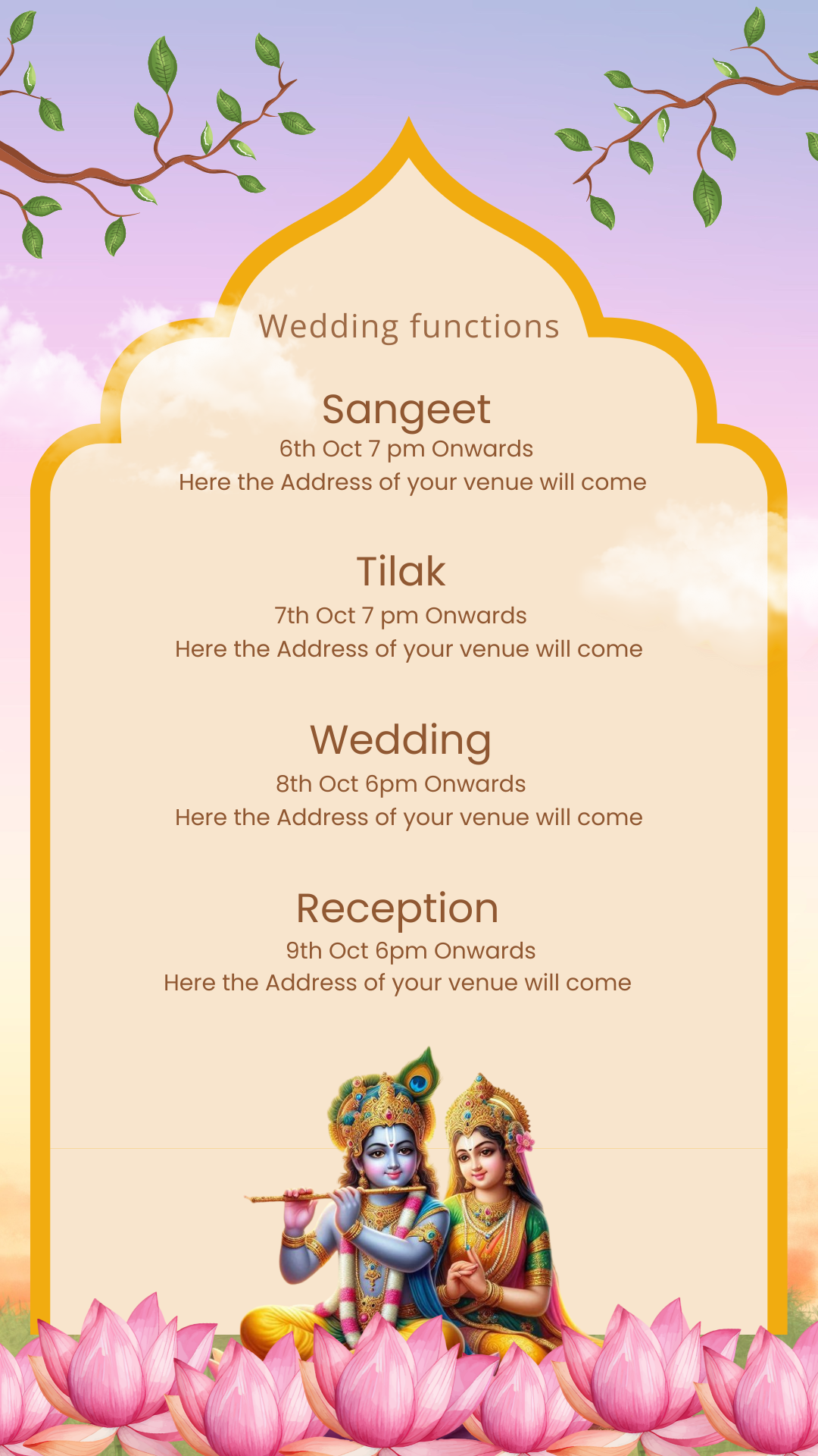 Radha Krishna Wedding Invitation E-Card — Free Digital Try