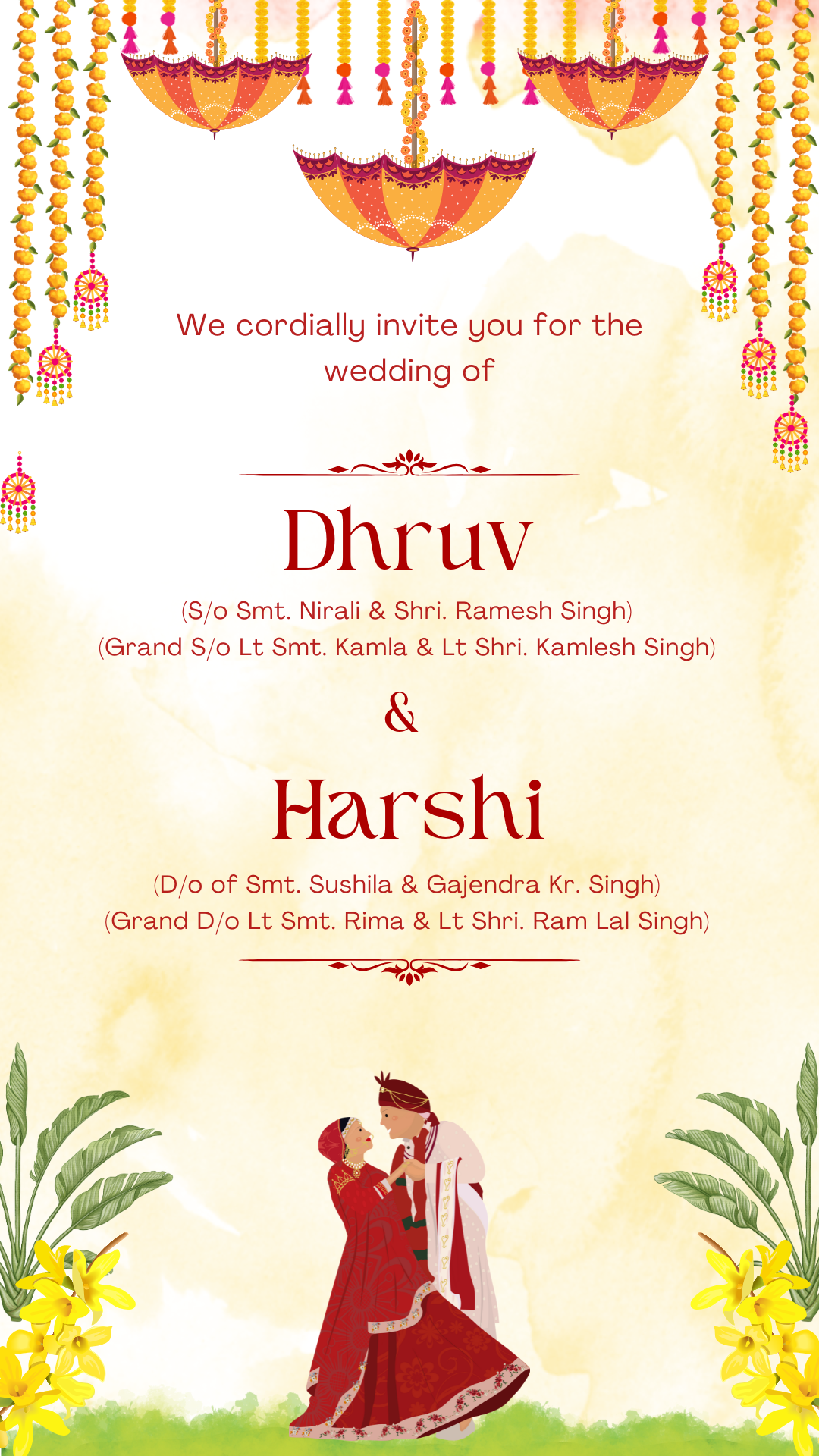 Red & Yellow Wedding Invitation — Editable Online E-Invite