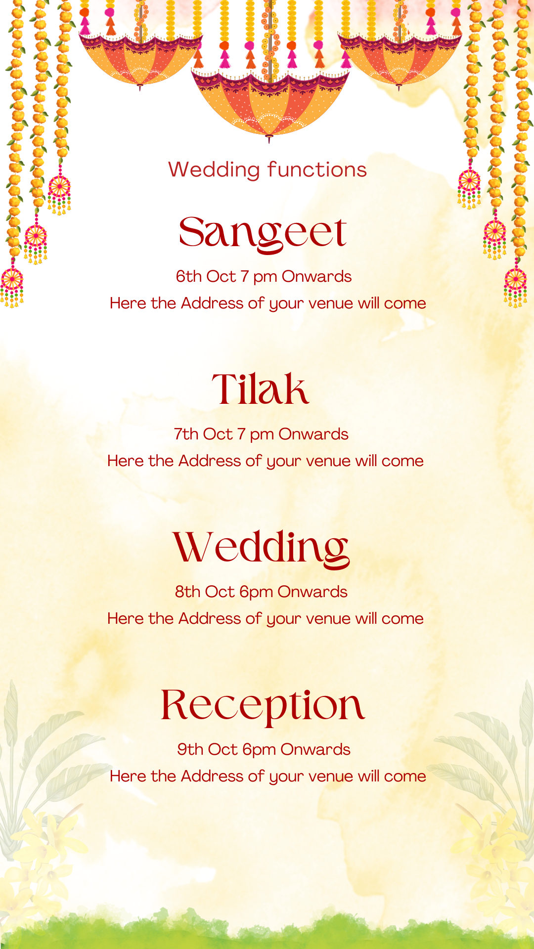 Red & Yellow Wedding Invitation — Editable Online E-Invite