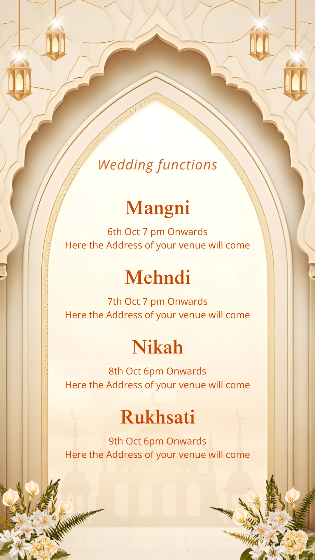 Muslim Wedding Invitation Template — Elegant Editable E-Card