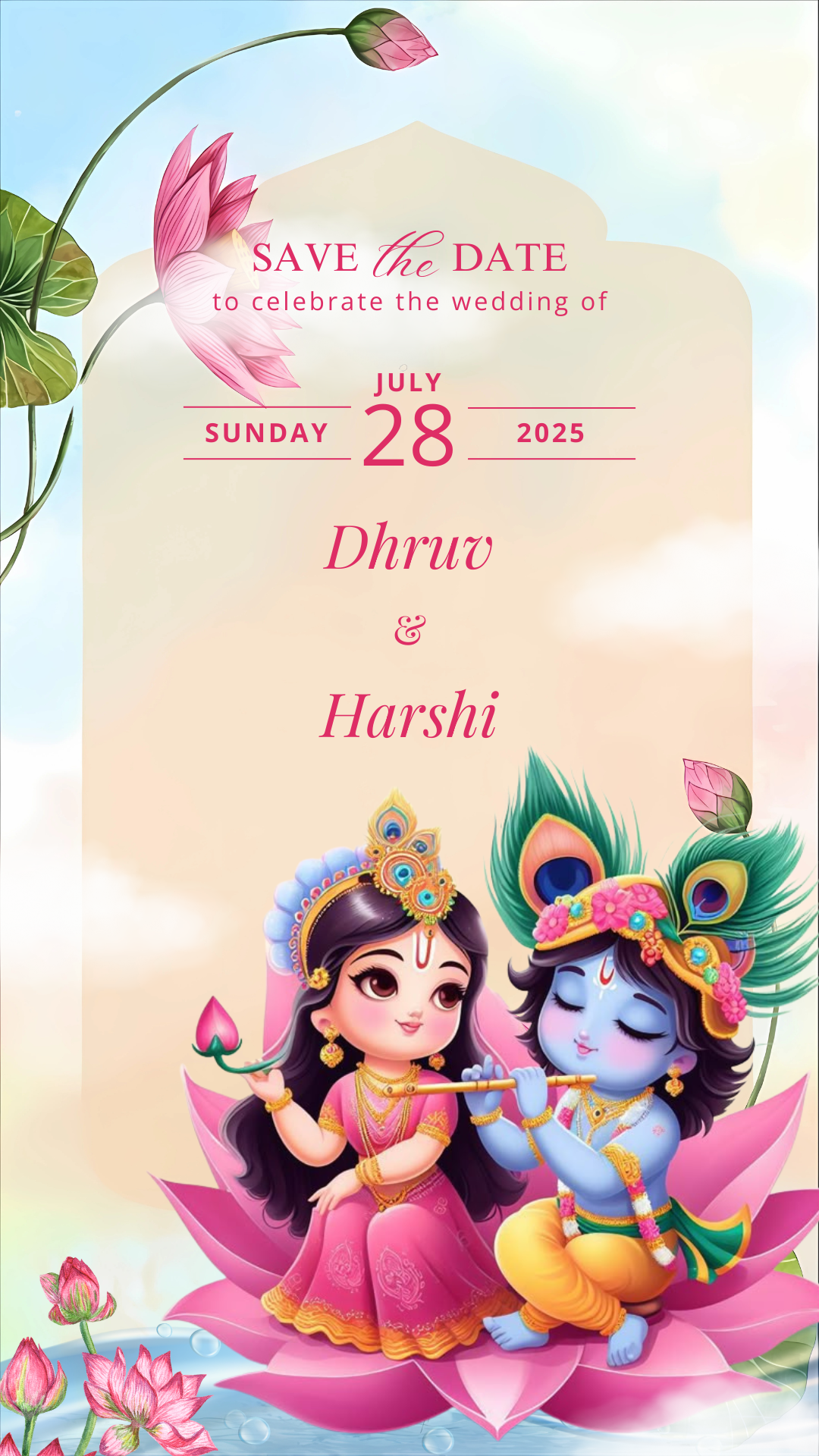 Digital Radha Krishna Wedding Card — Editable Online Invitation