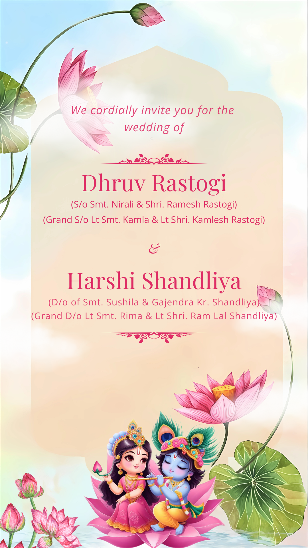 Digital Radha Krishna Wedding Card — Editable Online Invitation