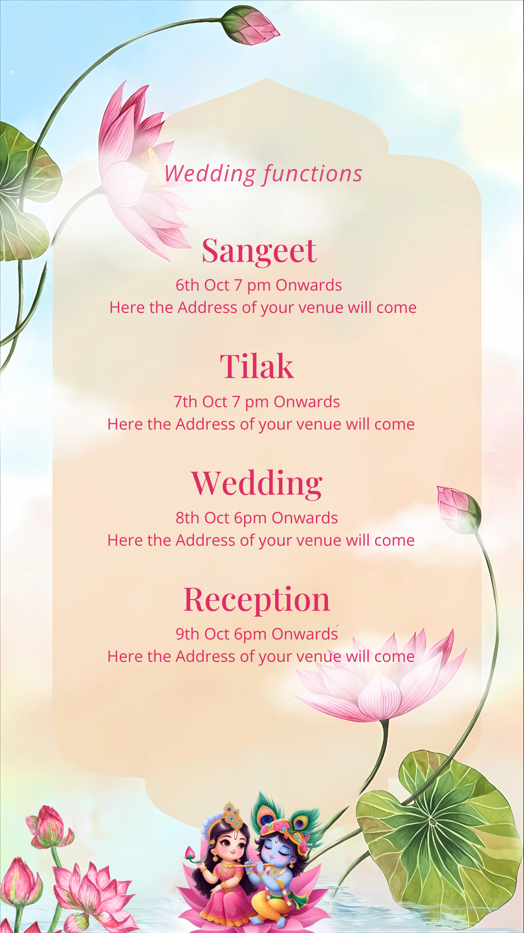 Digital Radha Krishna Wedding Card — Editable Online Invitation