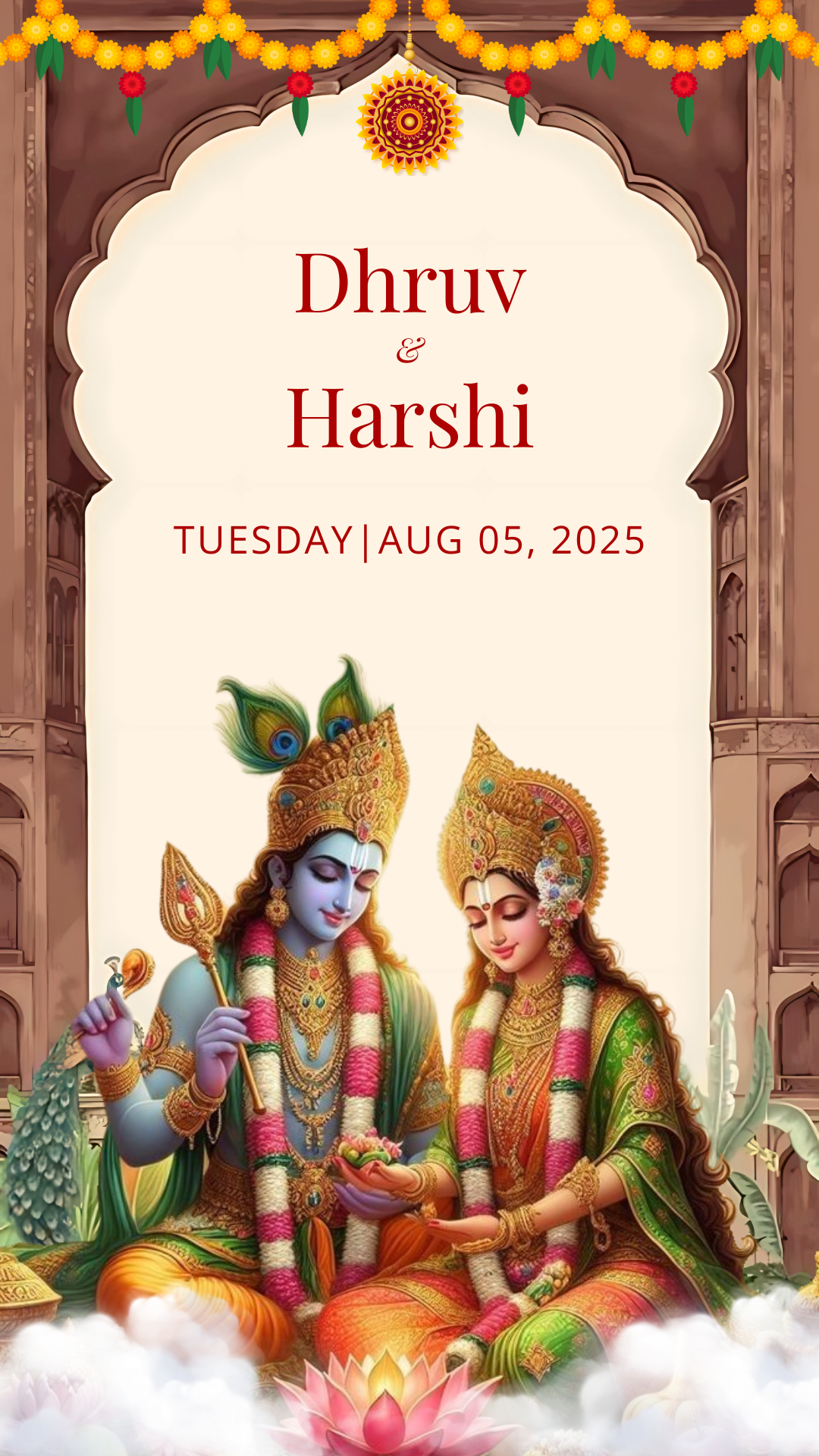 Radha Krishna Wedding Invitation Template — Instant Digital E-Invite