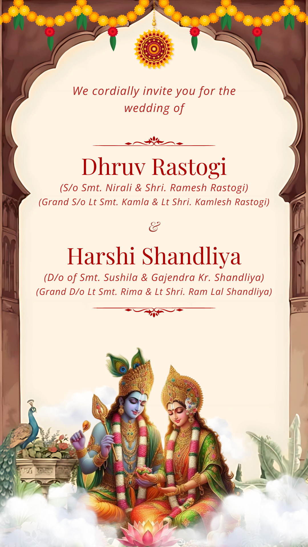 Radha Krishna Wedding Invitation Template — Instant Digital E-Invite