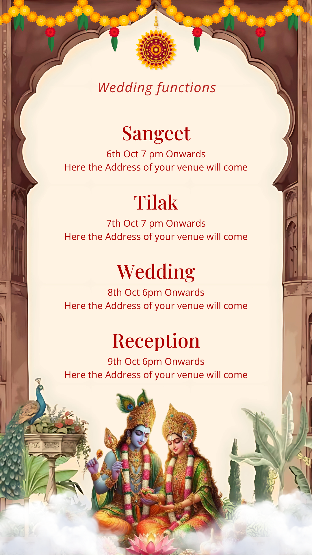 Radha Krishna Wedding Invitation Template — Instant Digital E-Invite