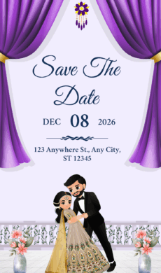 Blue wedding invitation card
