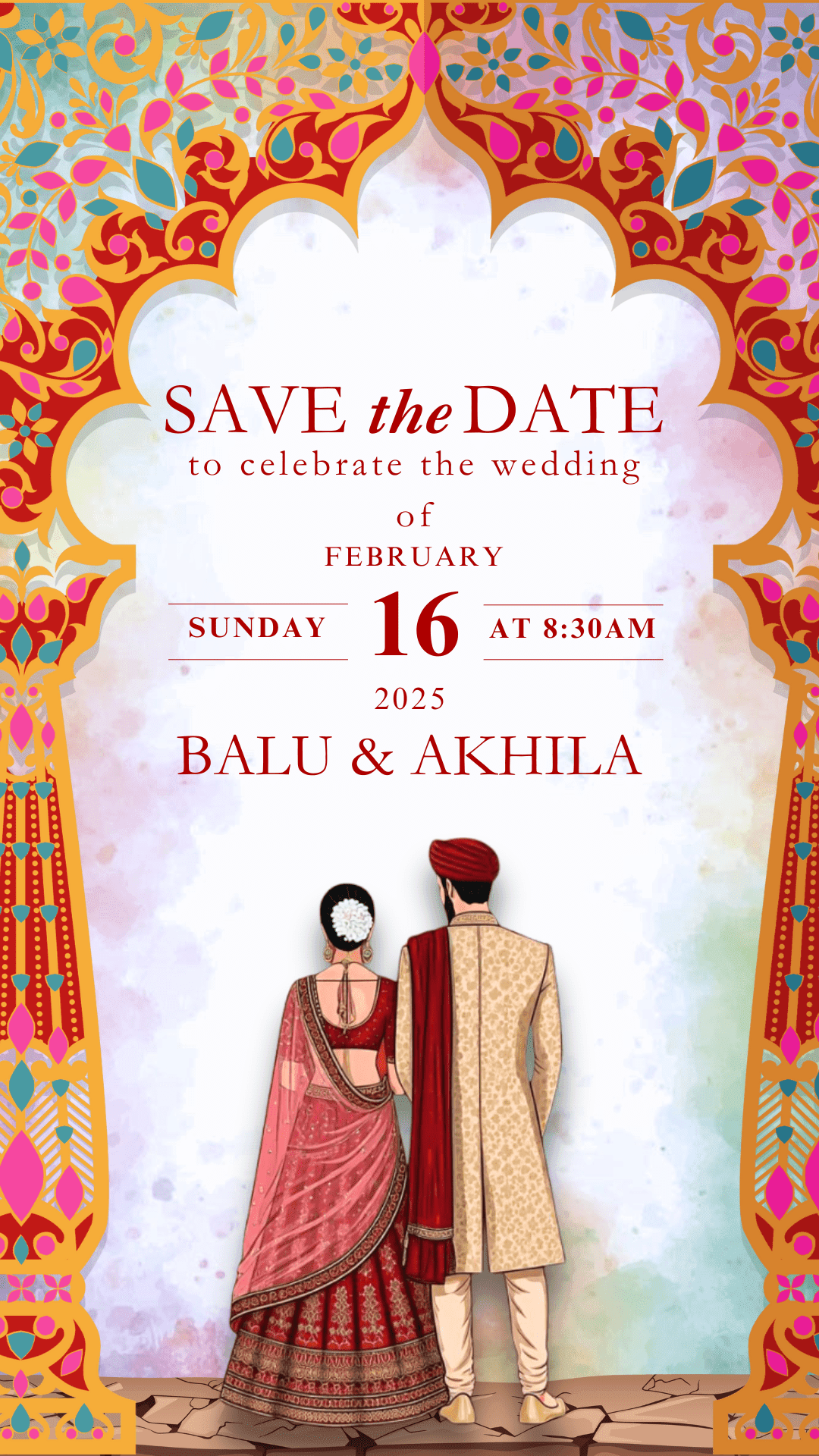 Red wedding invitation card