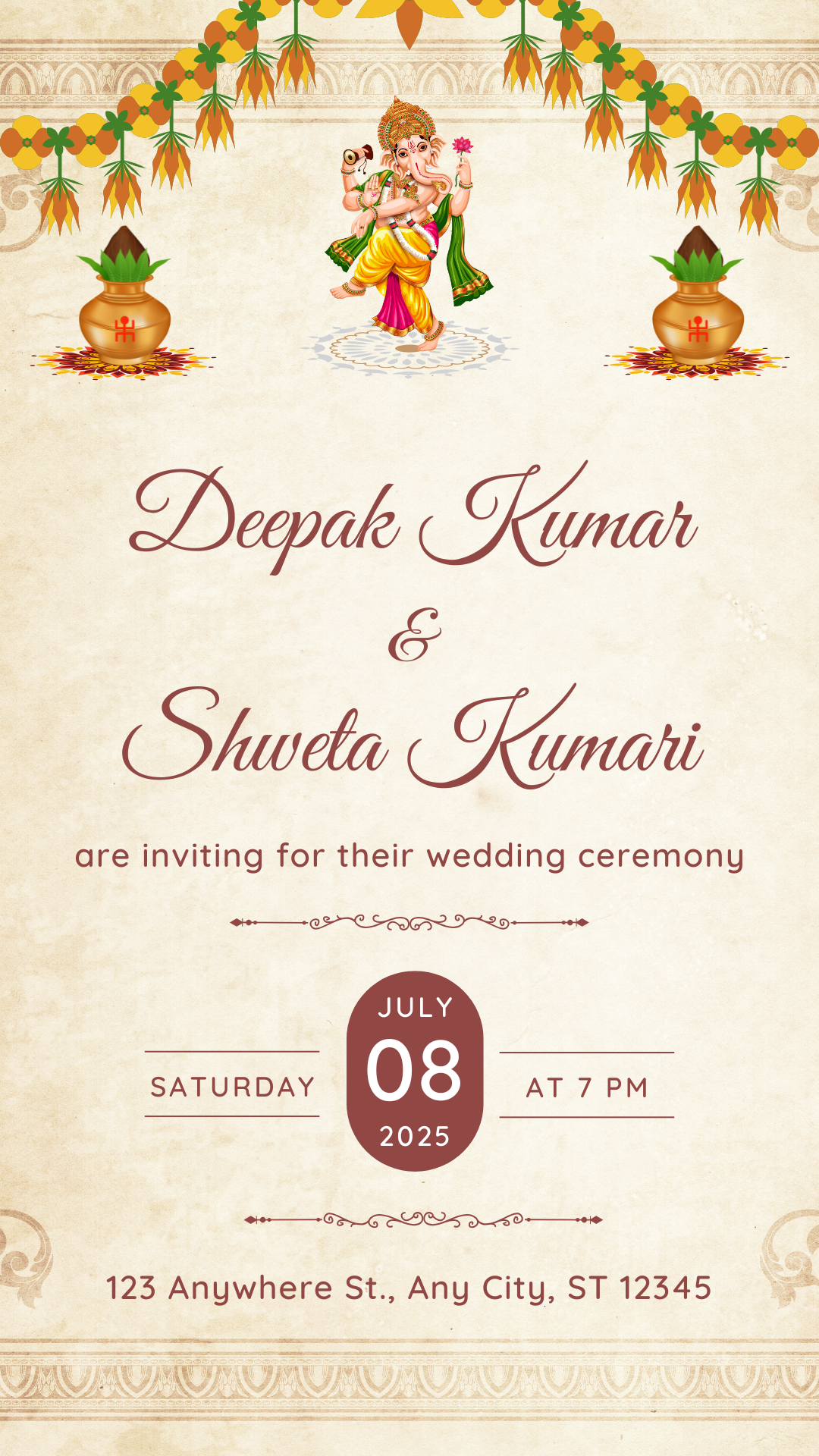 Ganesha formal wedding invitation
