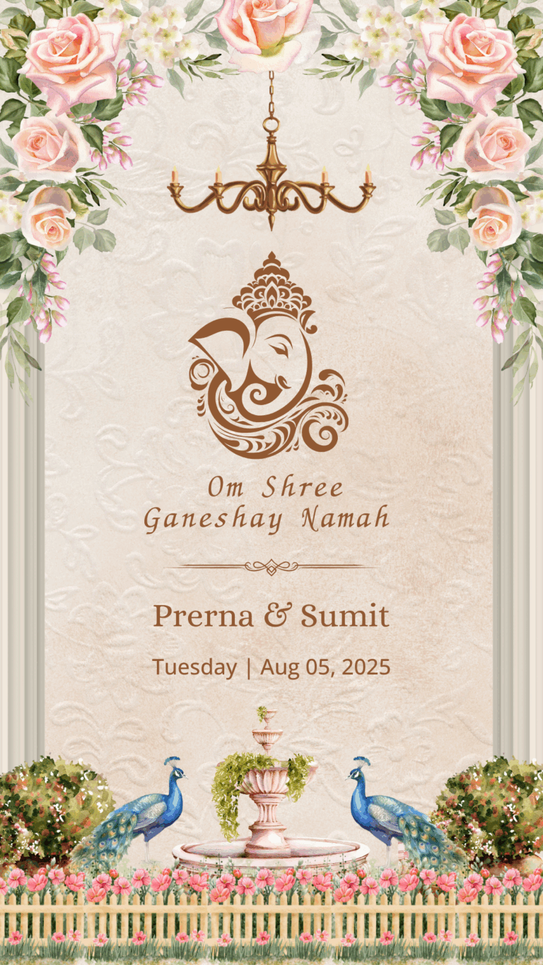 Cream Wedding Invitation Card — Digital Editable Template