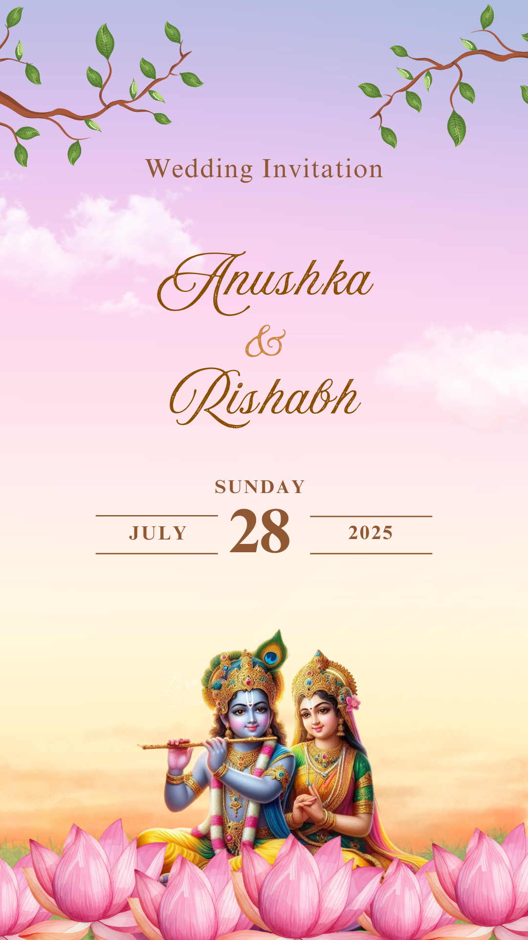 Radha krishna wedding invitation