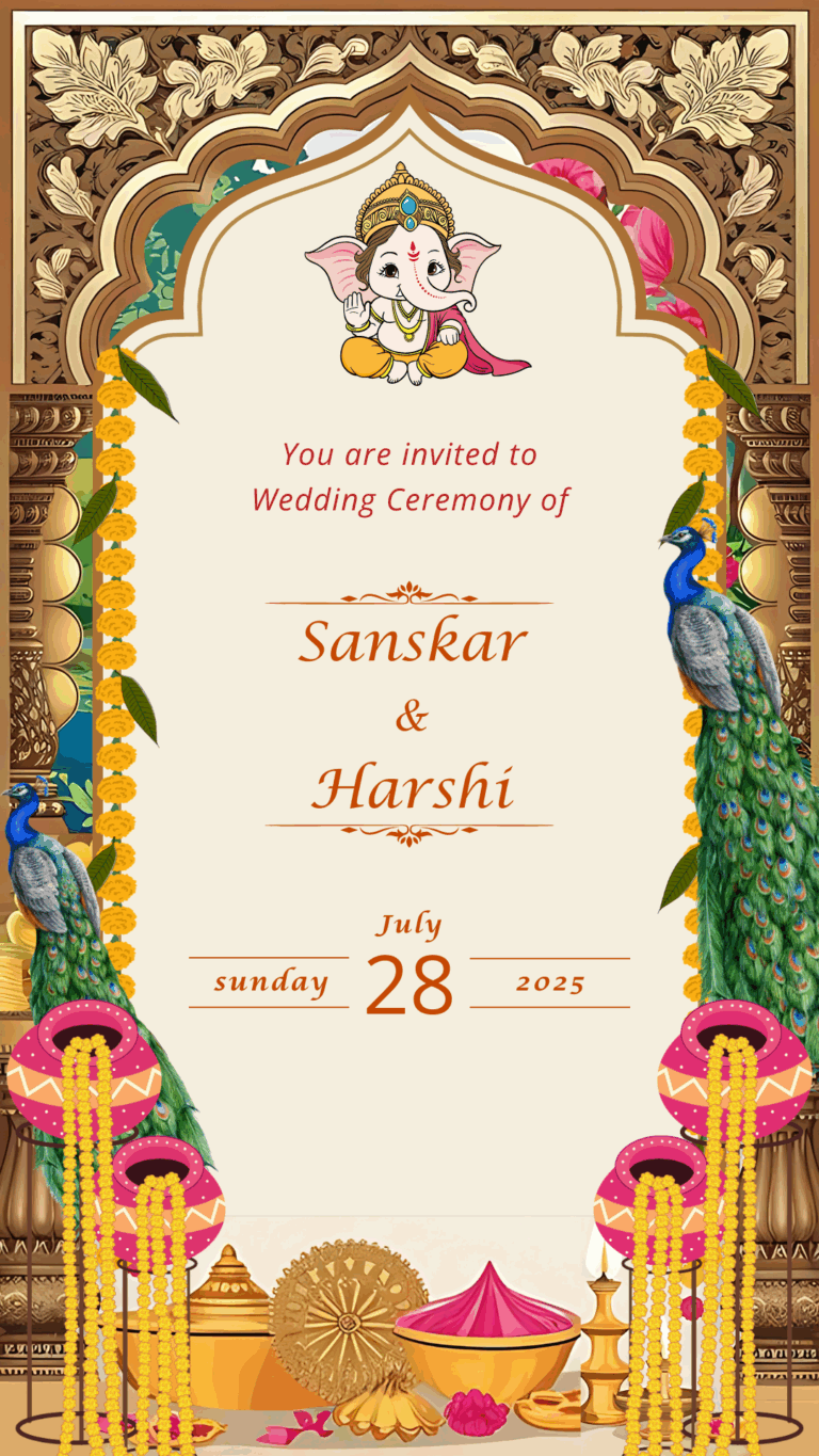 Royal Ganesha Wedding Invitation — Editable Digital E-Invite