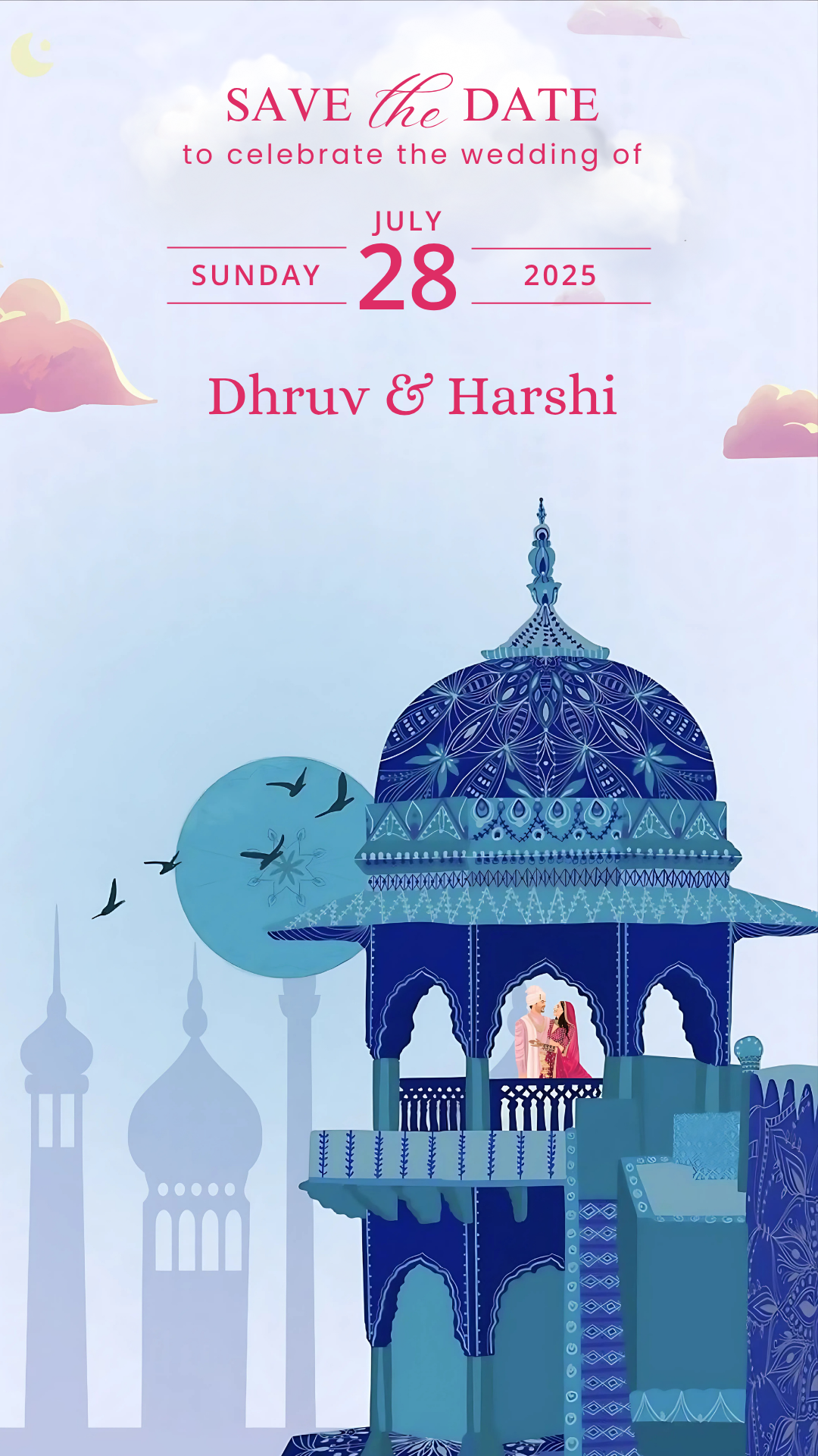 Royal temple wedding invitation