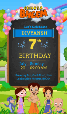 Chhota Bheem Birthday Invitation Cards for Kids