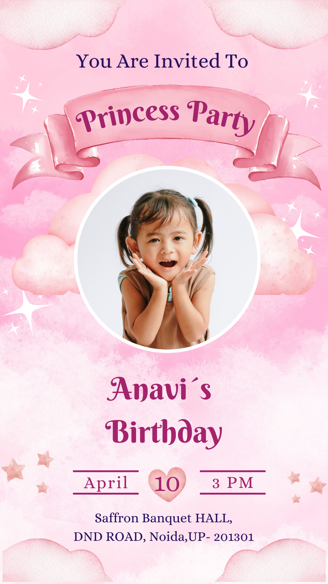 Princess Party Birthday Invitation Card