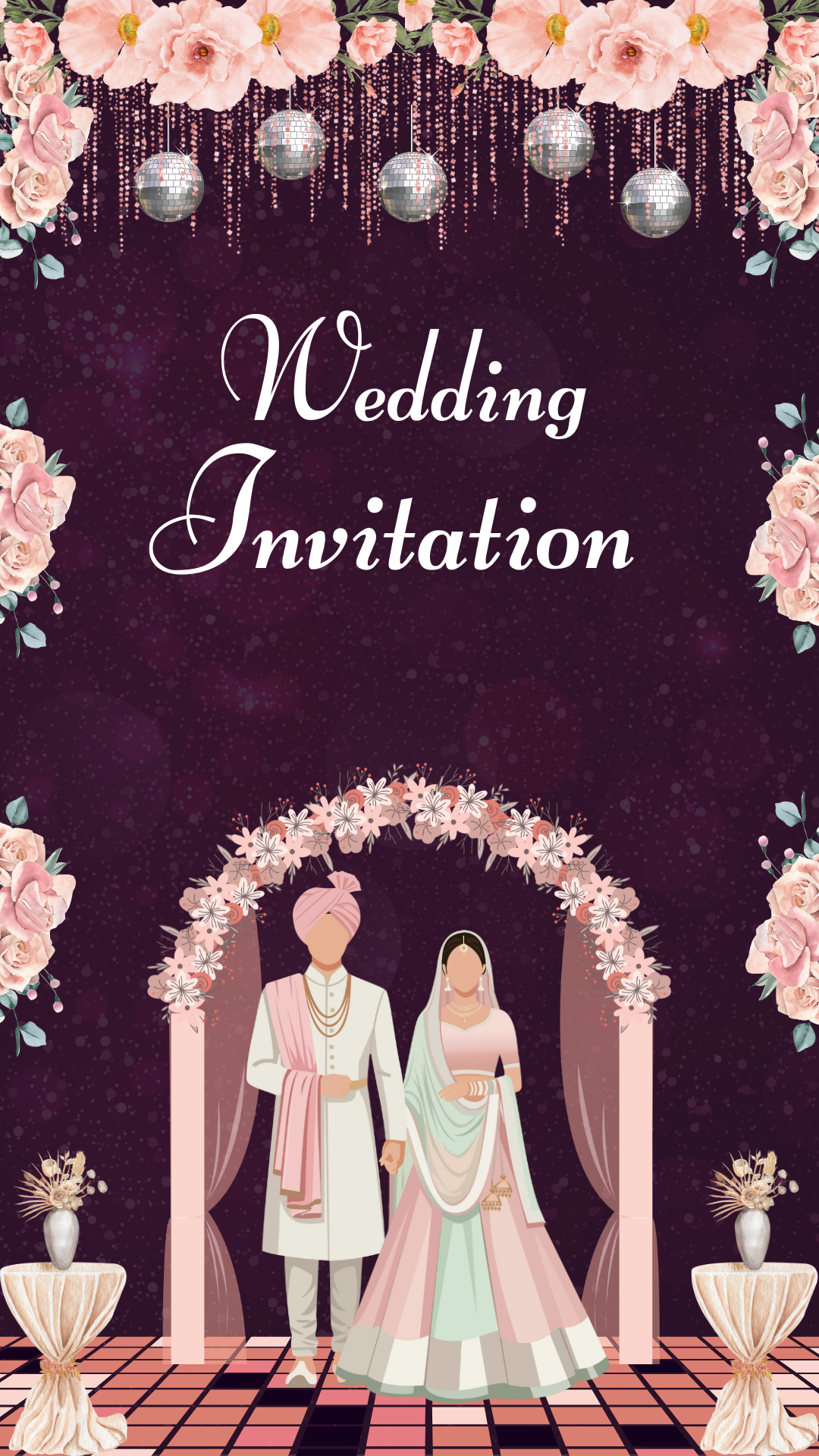 Royal Bloom Wedding english Invitation