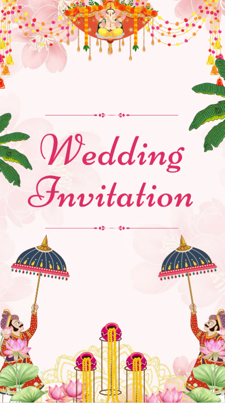 Ganesh Blessings Wedding english Invite