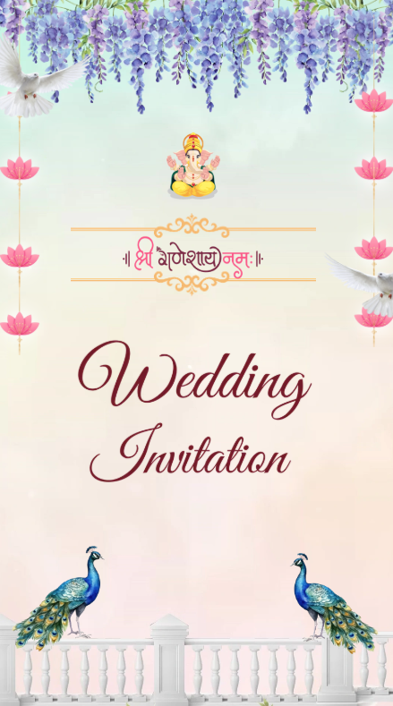 Floral Grace Wedding english Invite