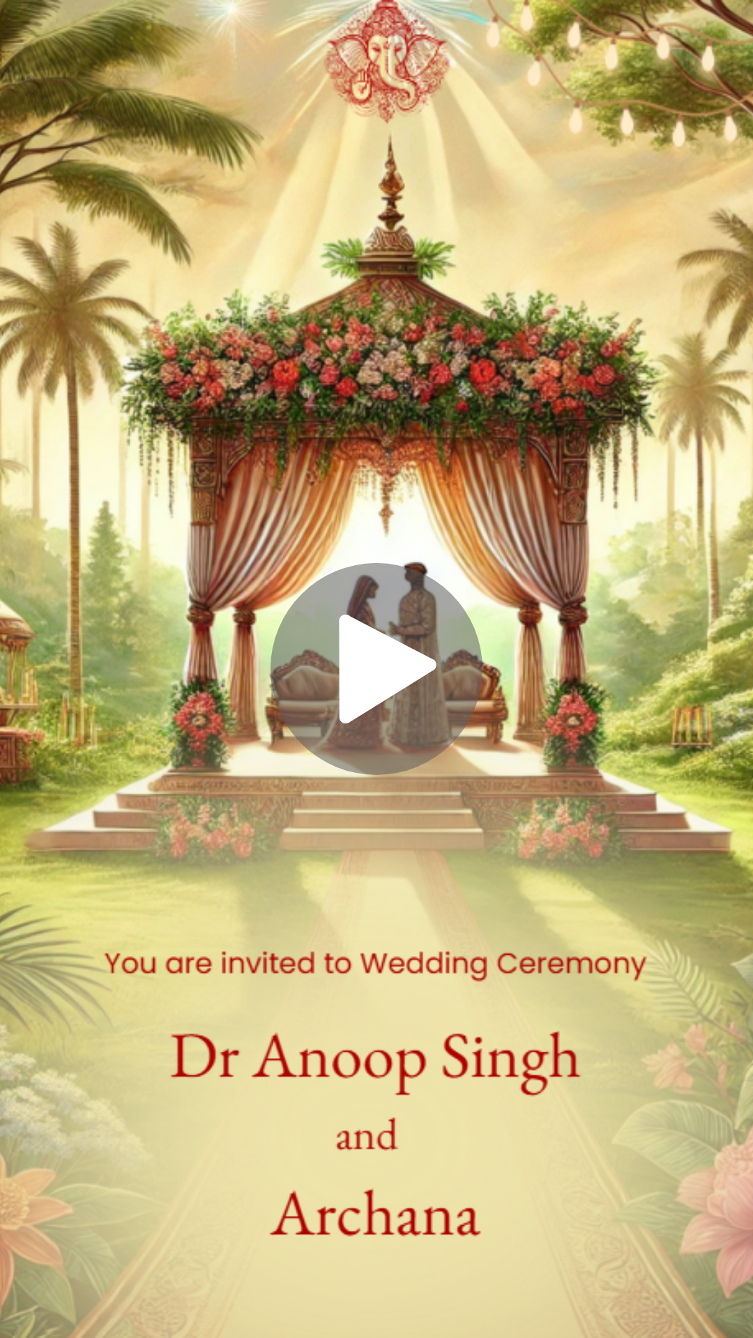 Eternal Vows Garden Hindu English Wedding Video Invitation