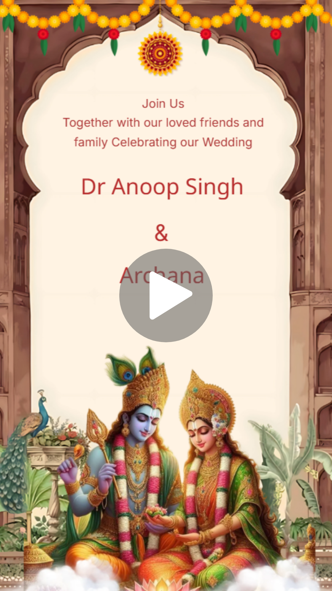 Radha Krishna Hindu English Wedding Video Invitation