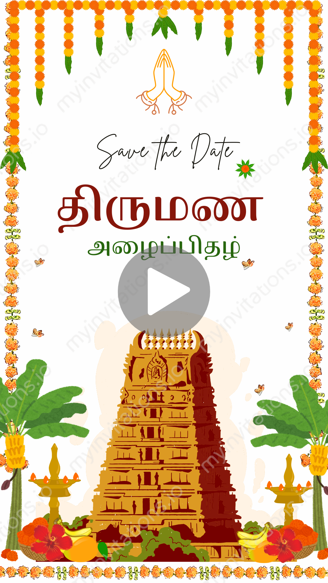 South Indian Temple English Wedding Video Invitation